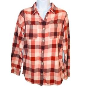 The North Face Plaid Button Down Soft Pink Coral S